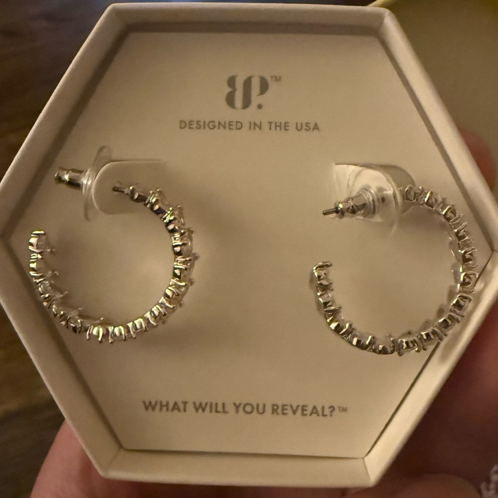 Silver Morganite Hoop Earrings by Bomb Party